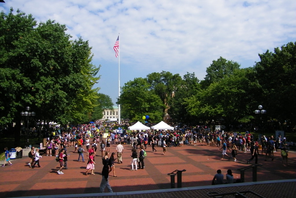 A crowd of people at the University of Michigan diag during Festifall